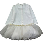 Le Bebe Abito Manica Lunga Tinta Unita con Gonna Tulle per Neonata LBG0465 BIANCO LE BEBE 