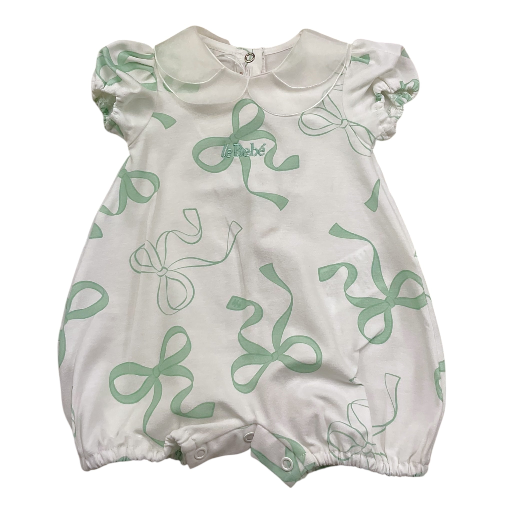 Le Bebe' Pagliaccetto Tinta Unita con Stampa E Collette per Neonata LBG5621 BIANCO LE BEBE' 
