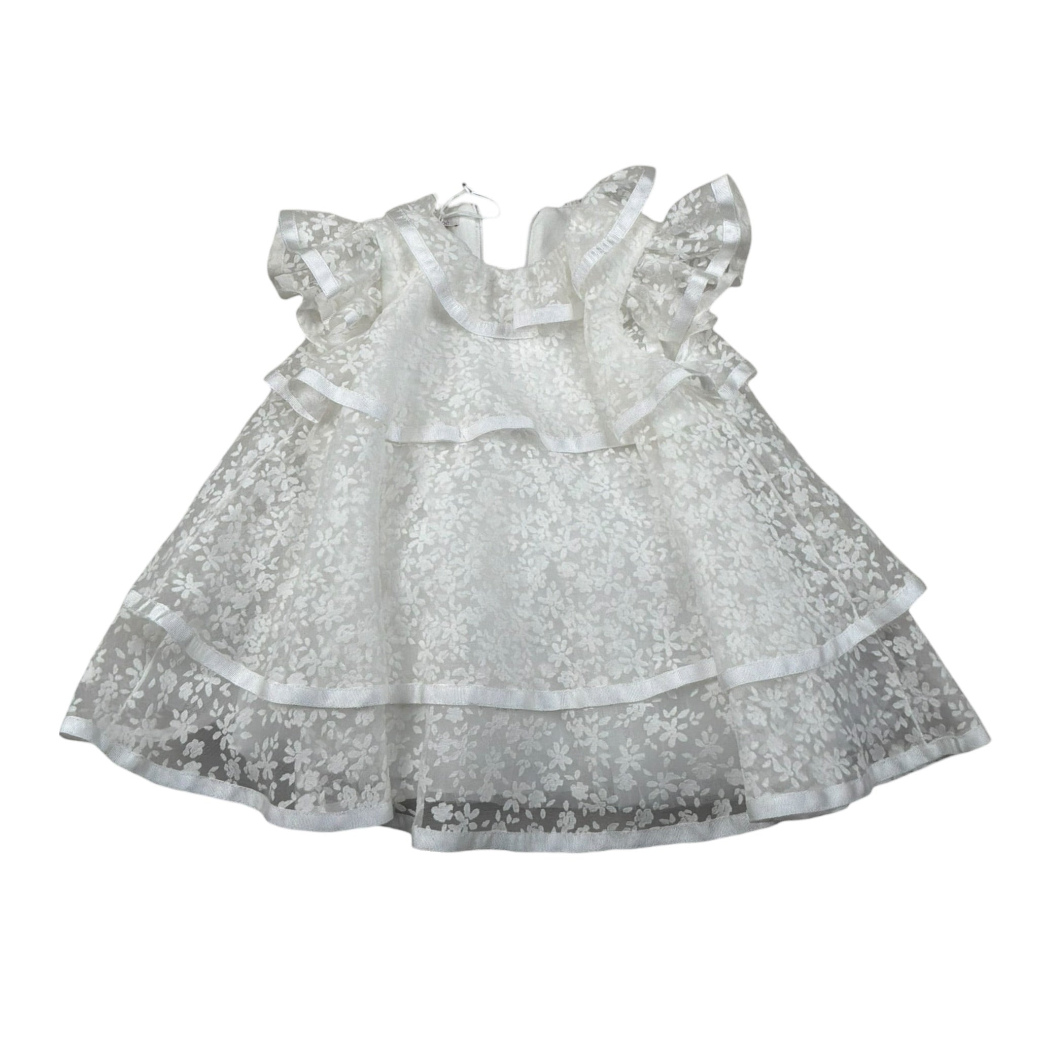 Le Bebe Abito Cerimonia Mezza Manica Tinta Unita per Neonata LBG5778 BIANCO LE BEBE 