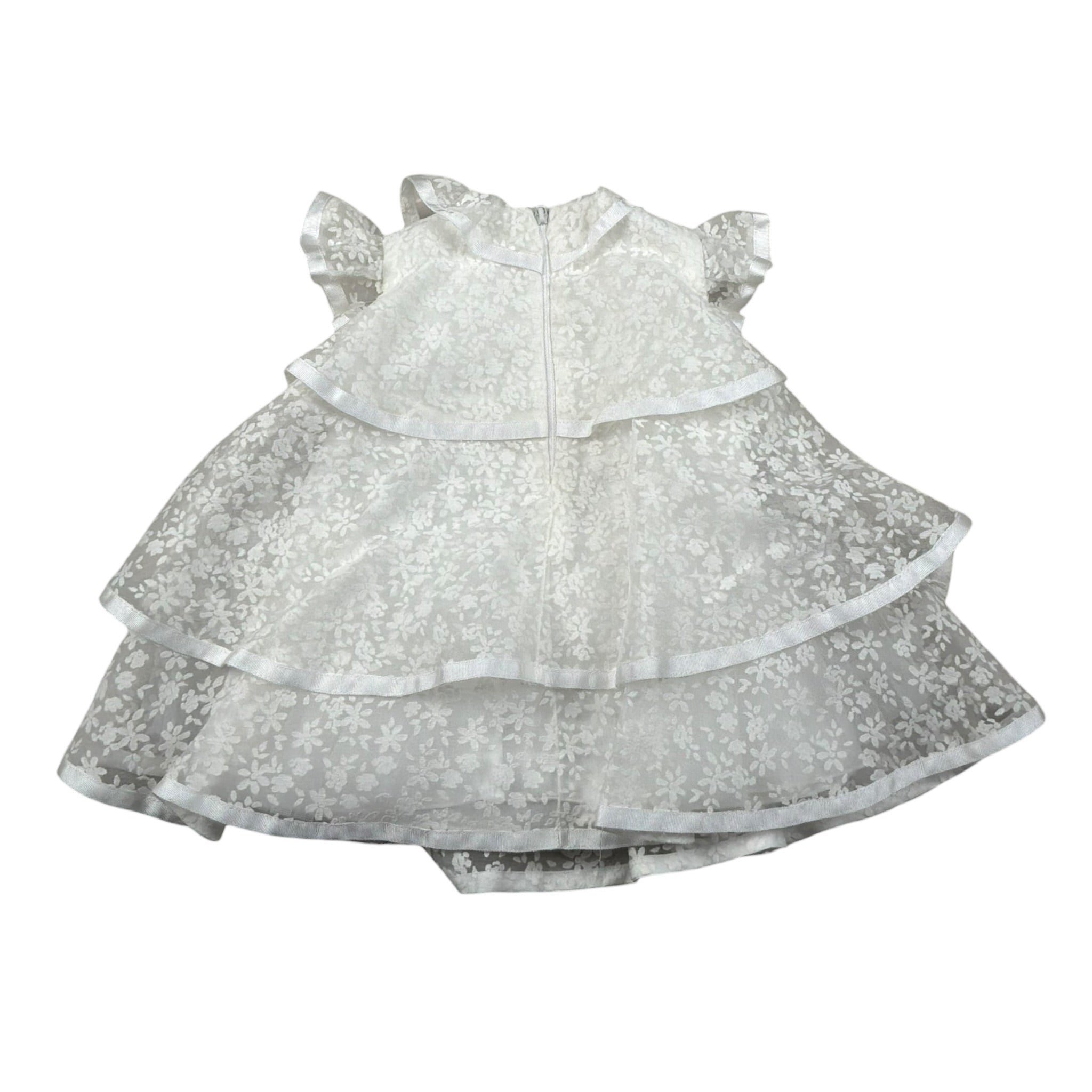 Le Bebe Abito Cerimonia Mezza Manica Tinta Unita per Neonata LBG5778 BIANCO LE BEBE 