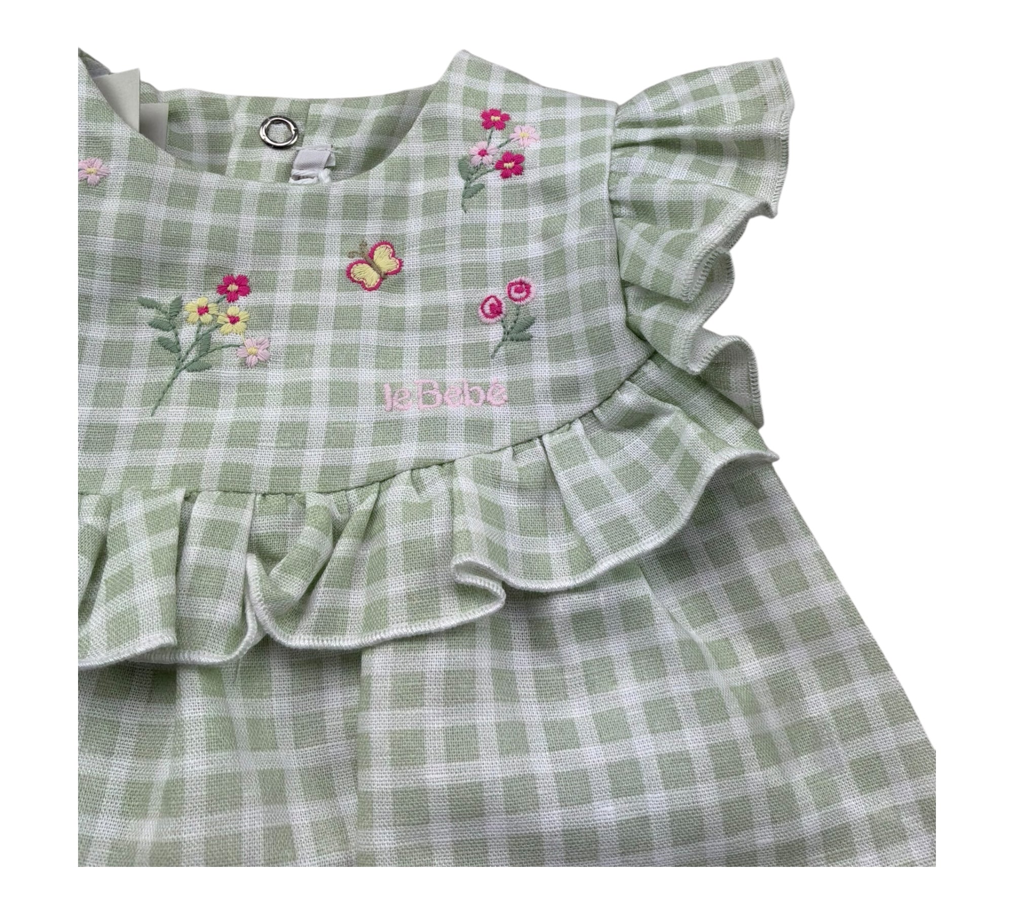 Le Bebe Pagliaccetto Mezza Manica Fantasia Quadretti per Neonata LBG6242 VERDE LE BEBE 