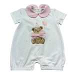 Le Bebe Pagliaccetto Mezza Manica Tinta Unita con Stampa per Neonata LBG6261 BIANCO LE BEBE 