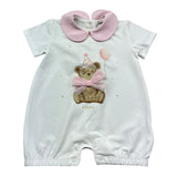 Le Bebe Pagliaccetto Mezza Manica Tinta Unita con Stampa per Neonata LBG6261 BIANCO LE BEBE 