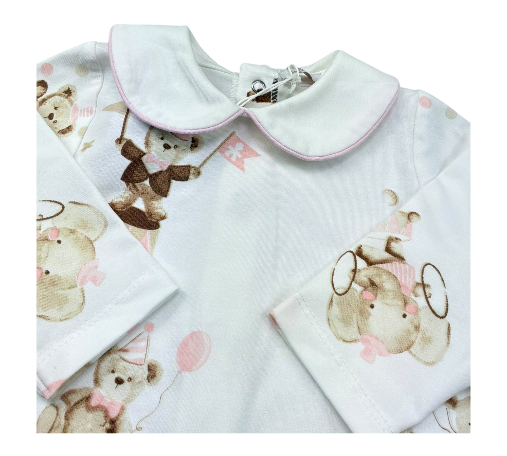 Le Bebe Tutina Manica Lunga Tinta Unita con Stampe per Neonata LBG6262 BIANCO LE BEBE 