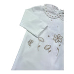 Le Bebe Tutina Manica Lunga Tinta Unita con Ricami per Neonata LBG6303 BIANCO LE BEBE 