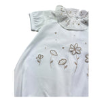 Le Bebe Pagliaccetto Mezza Manica Tinta Unita con Ricami per Neonata LBG6306 BIANCO LE BEBE 
