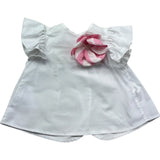 Le Bebe Camicia Mezza Manica Tinta Unita con Applicazione per Neonata LBG6354 BIANCO LE BEBE 