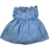 Le Bebe Abito Mezza Manica Tinta Unita con Ricami per Neonata LBG6371 AZZURRO LE BEBE 