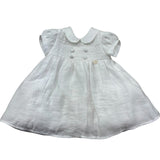 Le Bebe Abito Mezza Manica Tinta Unita con Ricami per Neonata LBG6384 BIANCO LE BEBE 