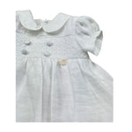 Le Bebe Abito Mezza Manica Tinta Unita con Ricami per Neonata LBG6384 BIANCO LE BEBE 