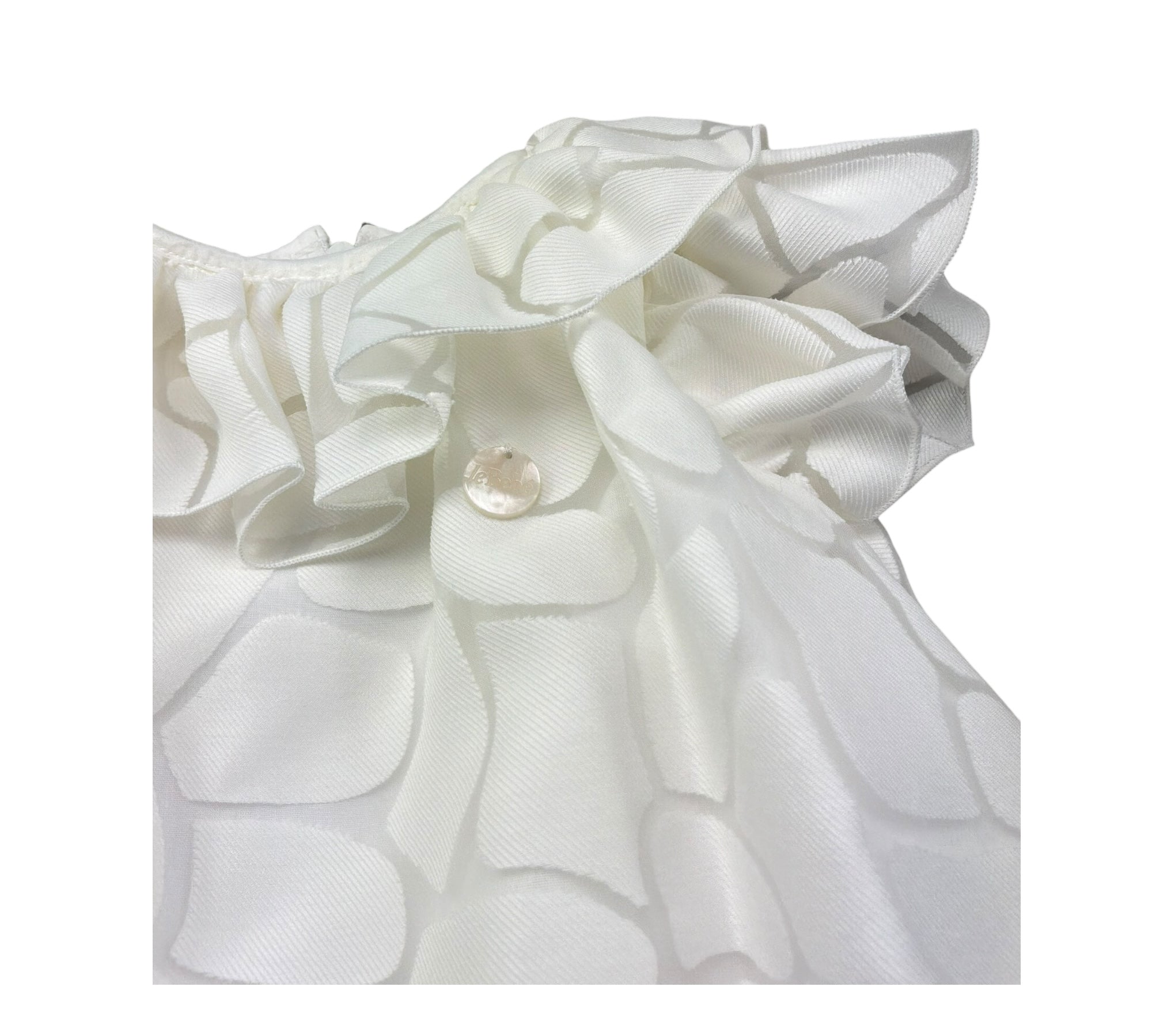 Le Bebe Abito Mezza Manica Tinta Unita con Colletto per Neonata LBG6386 BIANCO LE BEBE 