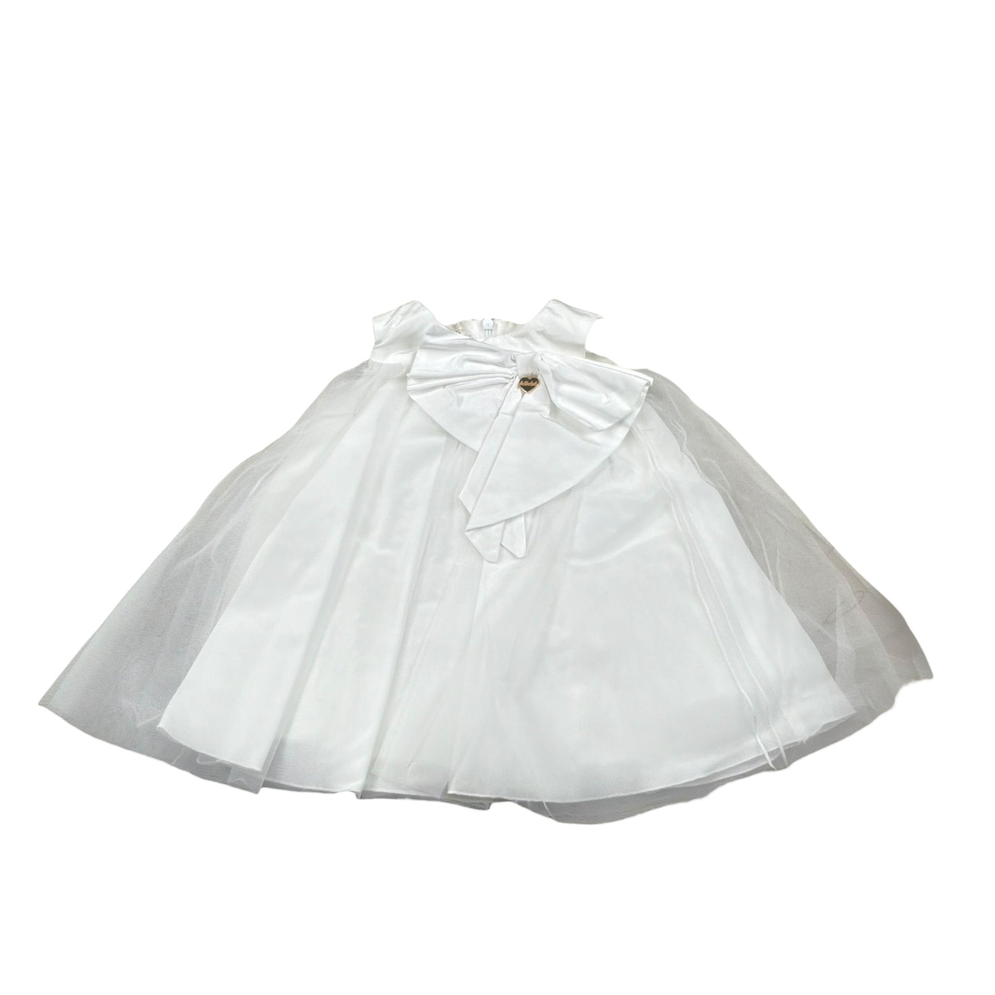 Le Bebe' Abito Cerimonia tinta unita con Tulle Bianco per Neonata B5212 BIANCO LE BEBE' 