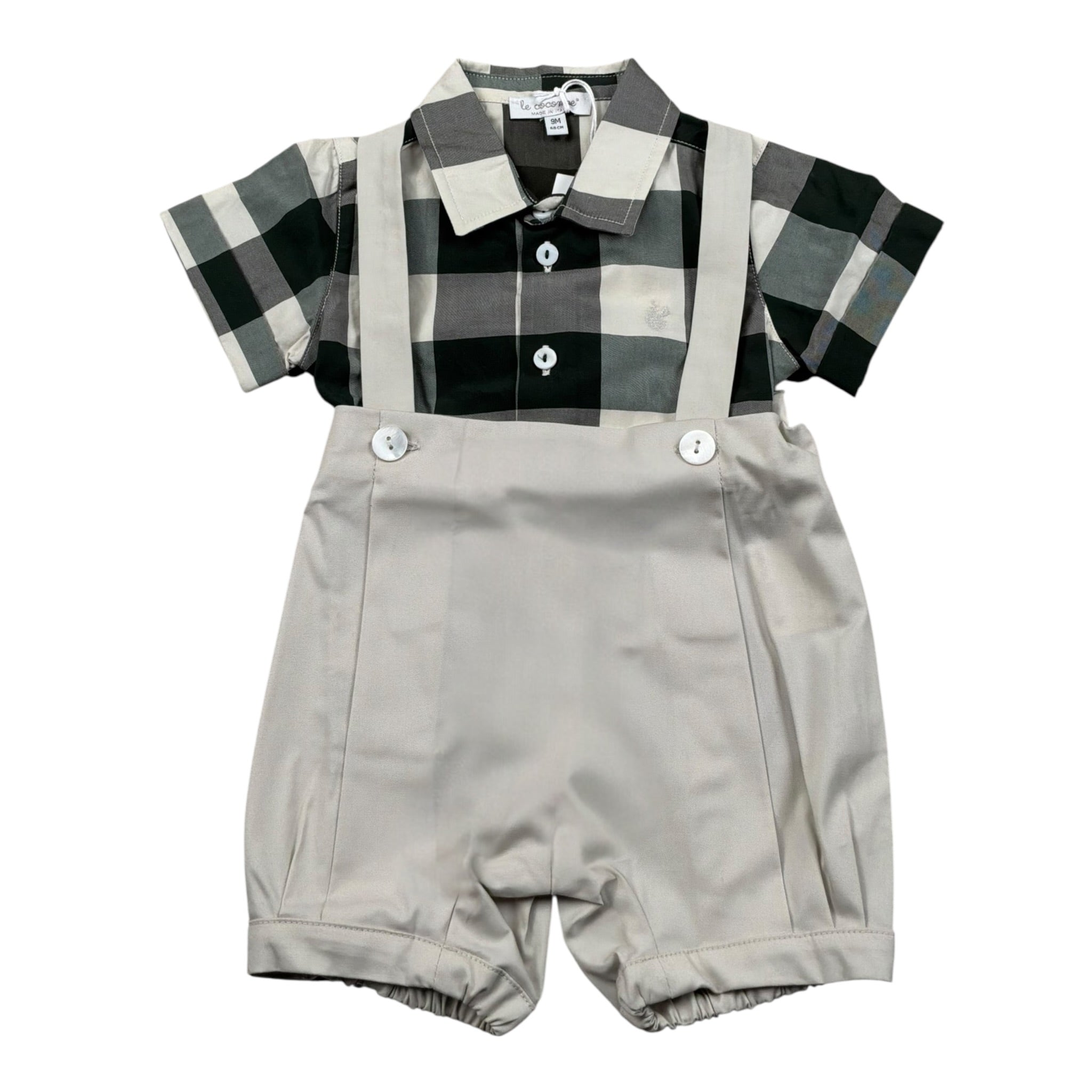 Le Coconne Completo 2 Pezzi Camicia-Salopette per Neonato LCN1097 BEIGE LE COCONNE 