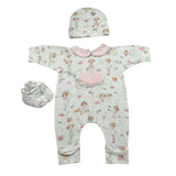 Le Piccoline Del Cuore Completo 3 Pezzi Pagliaccetto-Cappello-Babbucce per Neonata EOEO BIANCO LE PICCOLINE DEL CUORE 