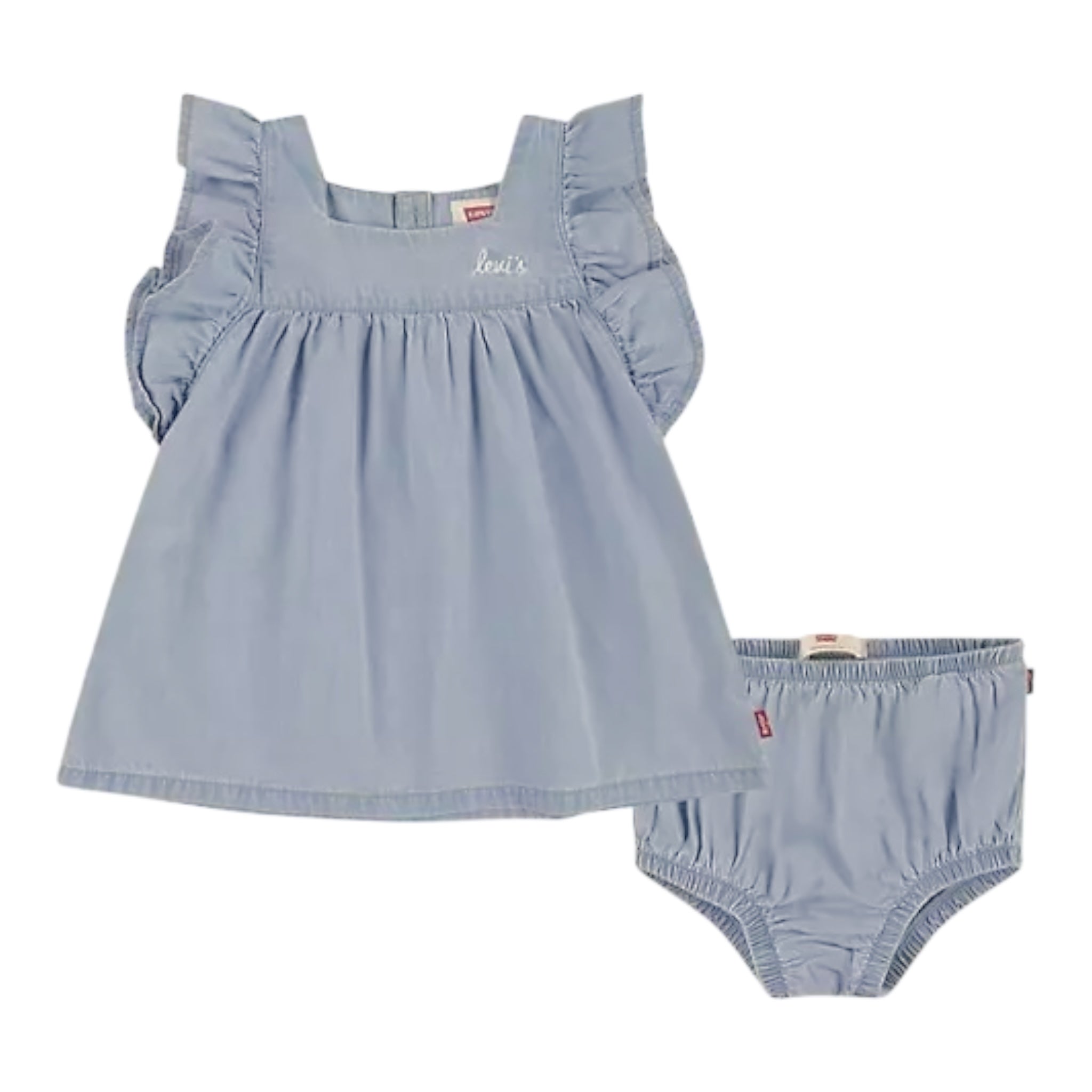 Levi'S Set Abito In Denim-Coulotte Tinta Unita per Neonata 1EK145 AZZURRO LEVI'S 