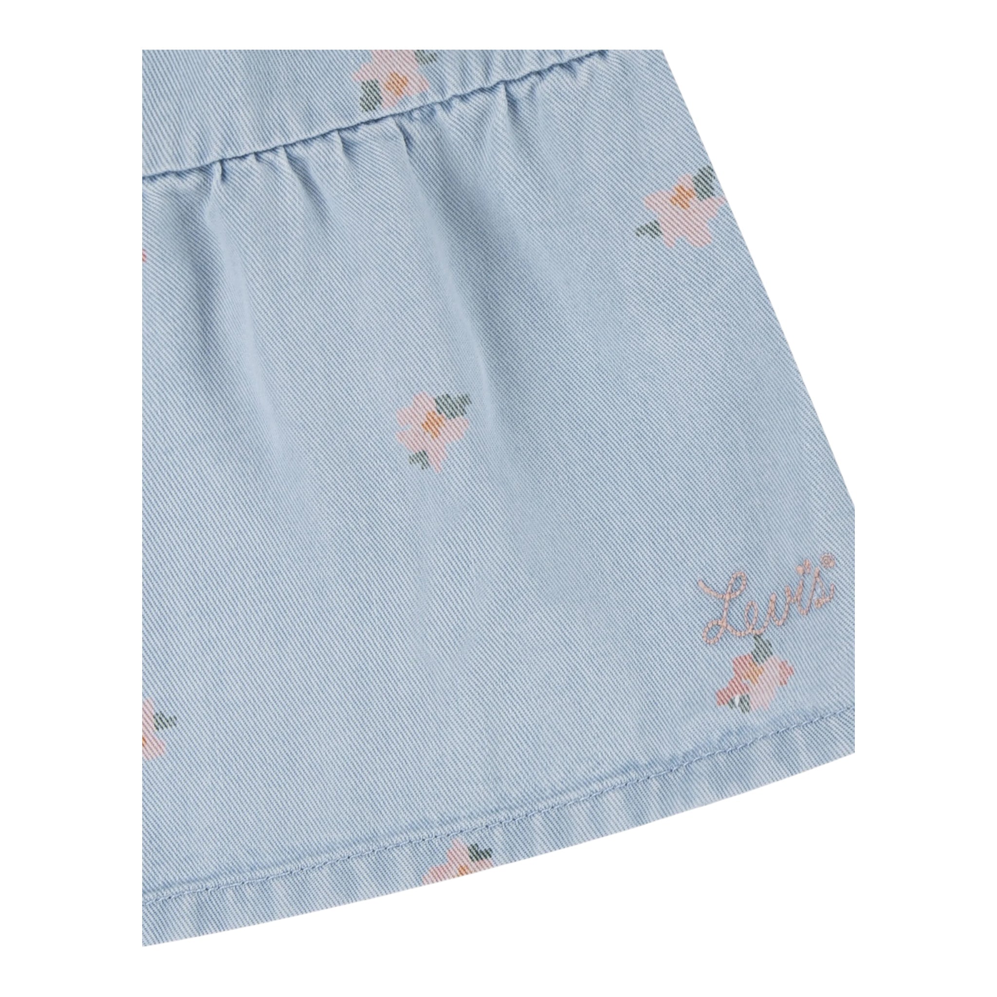 Levi'S Abito Giromanica Tinta Unita con Ricami per Bambina 3EM227 AZZURRO LEVI'S 