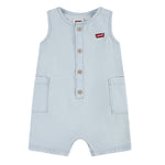 Levi'S Pagliaccetto Tinta Unita In Denim Giromanica per Neonato 6EK229 AZZURRO LEVI'S 