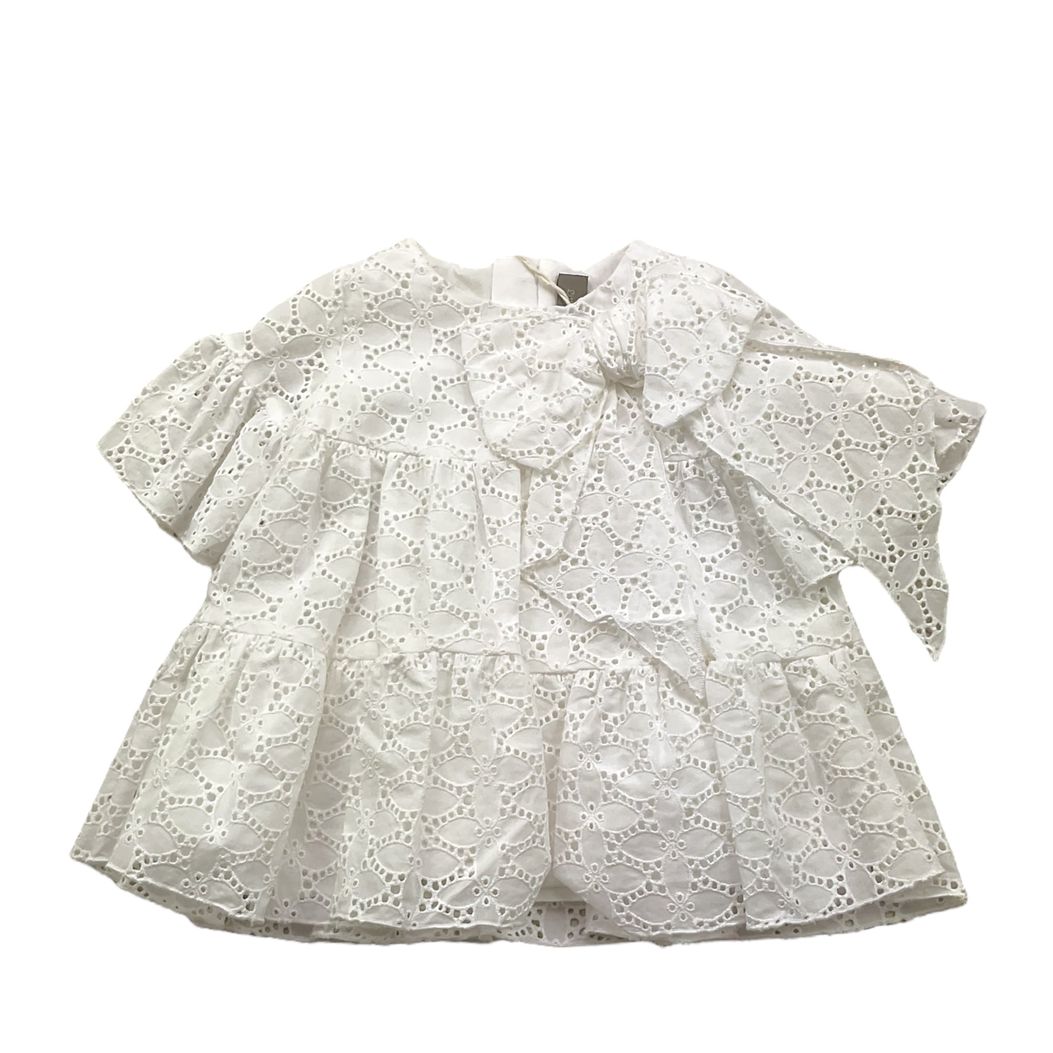 Little Bear Abito Tinta Unita Traforato con Fiocco per Neonata 8204N BIANCO LITTLE BEAR 