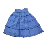 Little Bear Abito Giromanica Tinta Unita con Balze per Bambina 8226 BLU LITTLE BEAR 