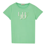 Liu Jo T-Shirt Girocollo Tinta Unita con Logo per Bambina GA5116 VERDE LIU JO 