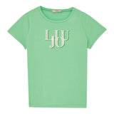 Liu Jo T-Shirt Girocollo Tinta Unita con Logo per Bambina GA5116X VERDE LIU JO 