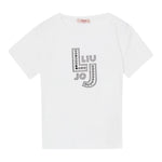 Liu Jo T-Shirt Girocollo Tinta Unita con Brillantini per Bambina GA5119XX BIANCO LIU JO 