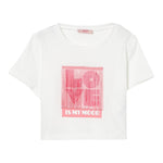 Liu Jo T-Shirt Girocollo Tinta Unita con Stampa E Frange per Bambina GA5192 BIANCO LIU JO 