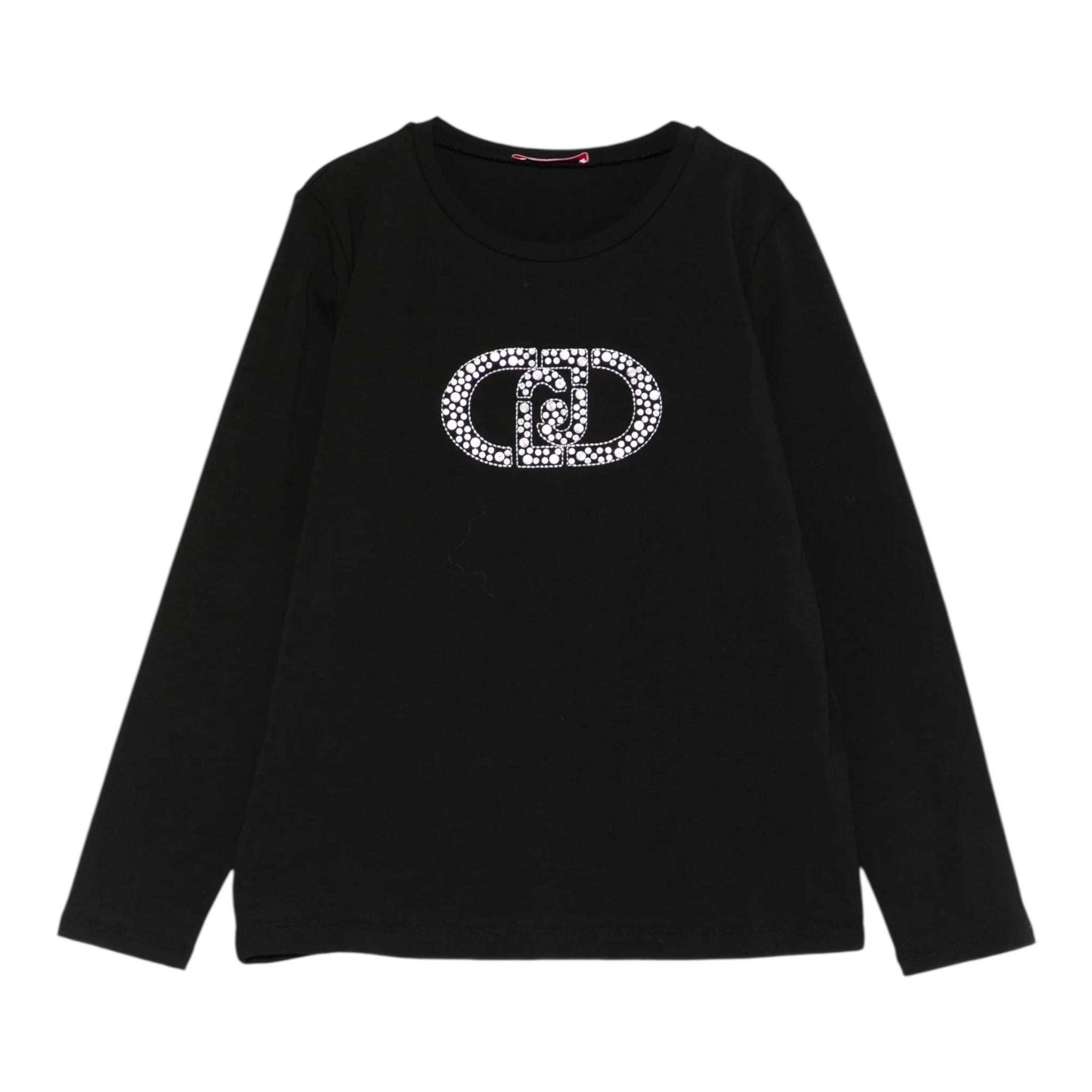 Liu Jo Shirt Girocollo tinta unita con Stampa Nero per Bambina GF5008 NERO LIU JO 