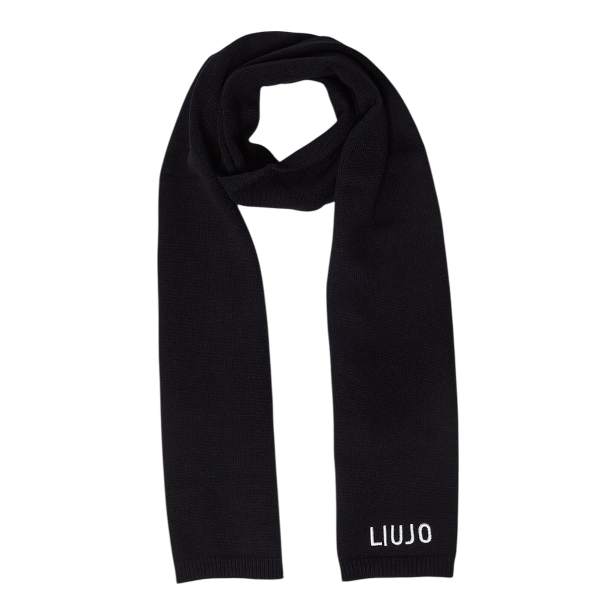 Liu Jo Sciarpa tinta unita con Logo Nero per Bambina GF5188 NERO LIU JO 