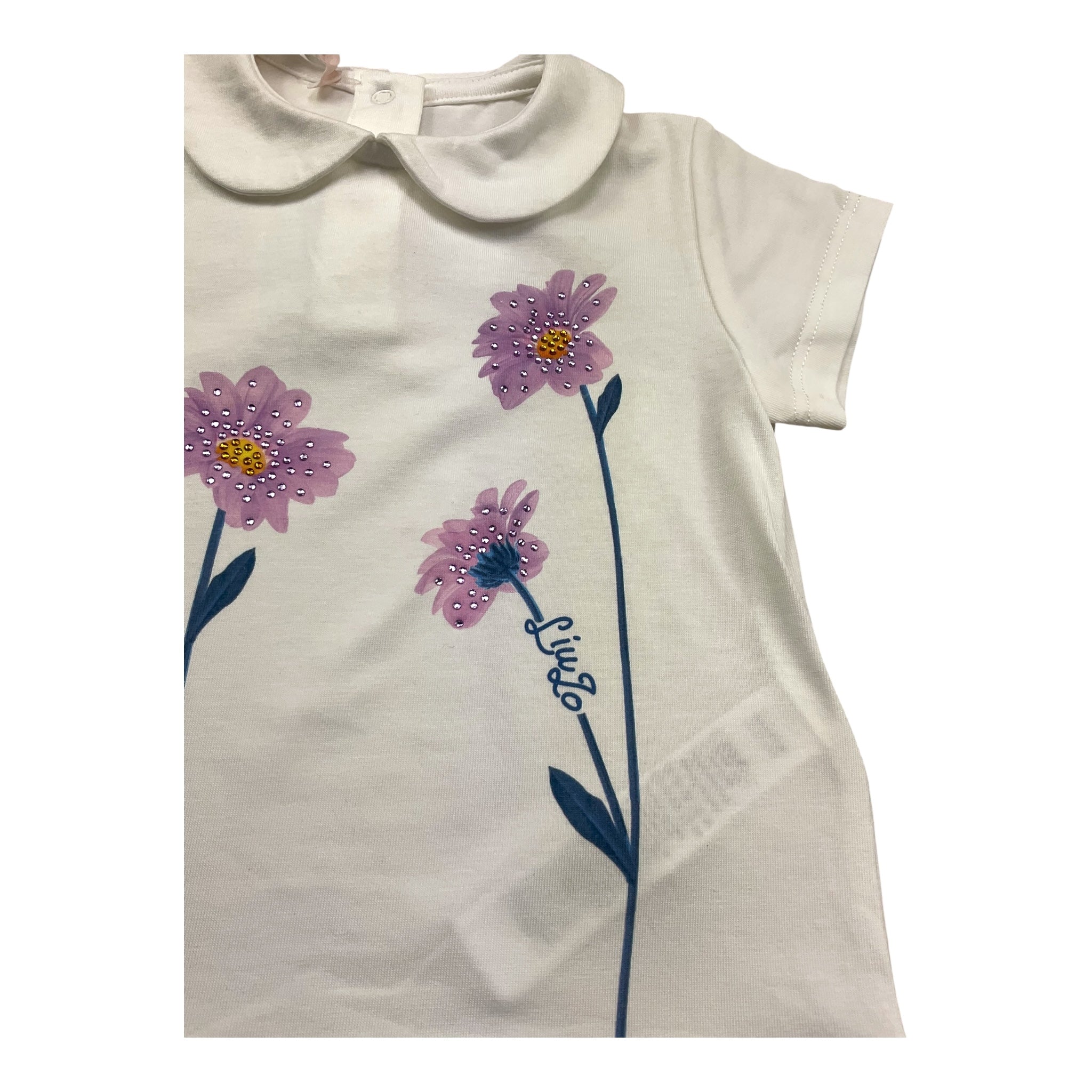 Liu Jo T-Shirt Girocollo Tinta Unita con Stampe per Neonata HA5045 BIANCO LIU JO 