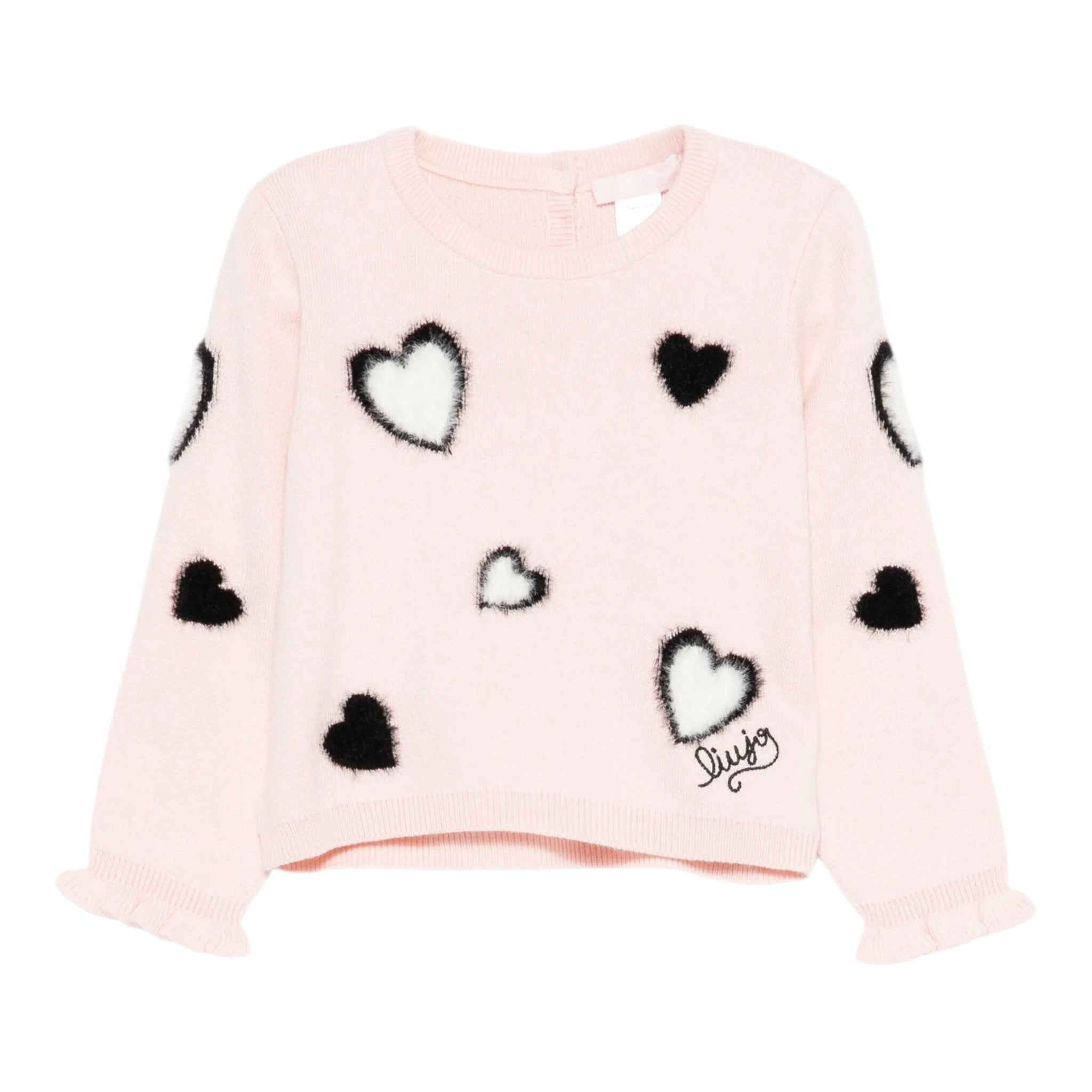 Liu Jo Maglia Girocollo tinta unita con Ricami Rosa per Neonata HF5045 ROSA LIU JO 