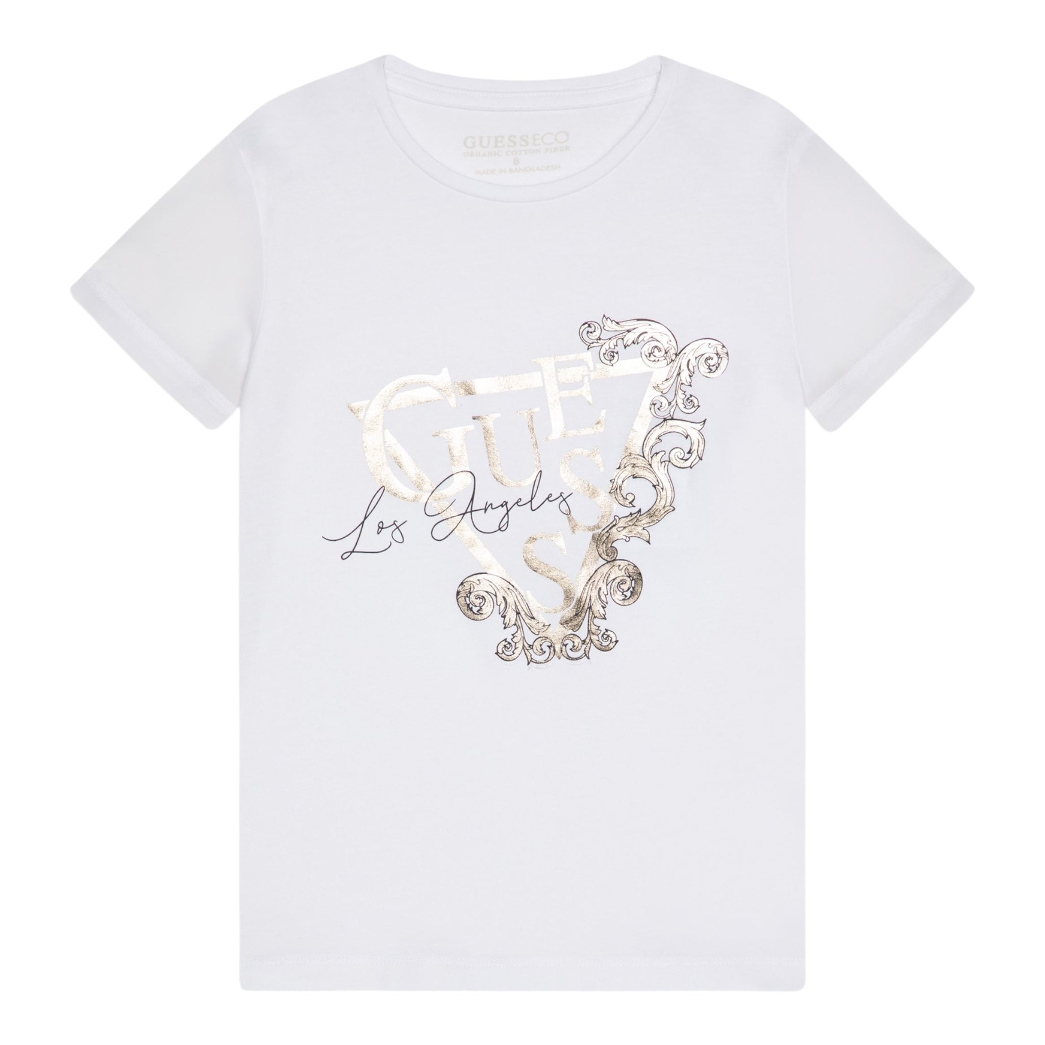 Guess T-Shirt Girocollo Tinta Unita con Stsmpa per Bambina J5RI35K6YW4 BIANCO GUESS 