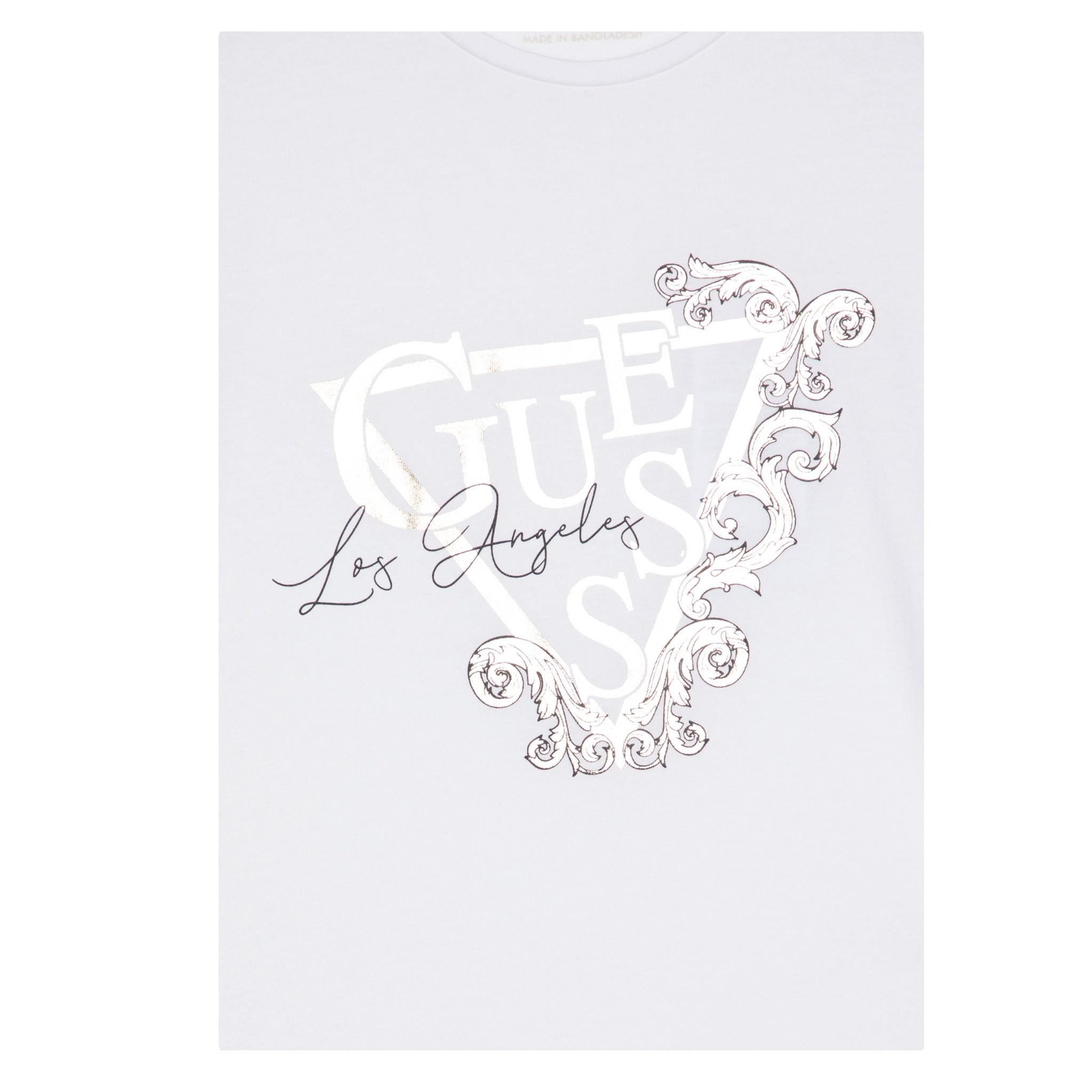 Guess T-Shirt Girocollo Tinta Unita con Stsmpa per Bambina J5RI35K6YW4 BIANCO GUESS 