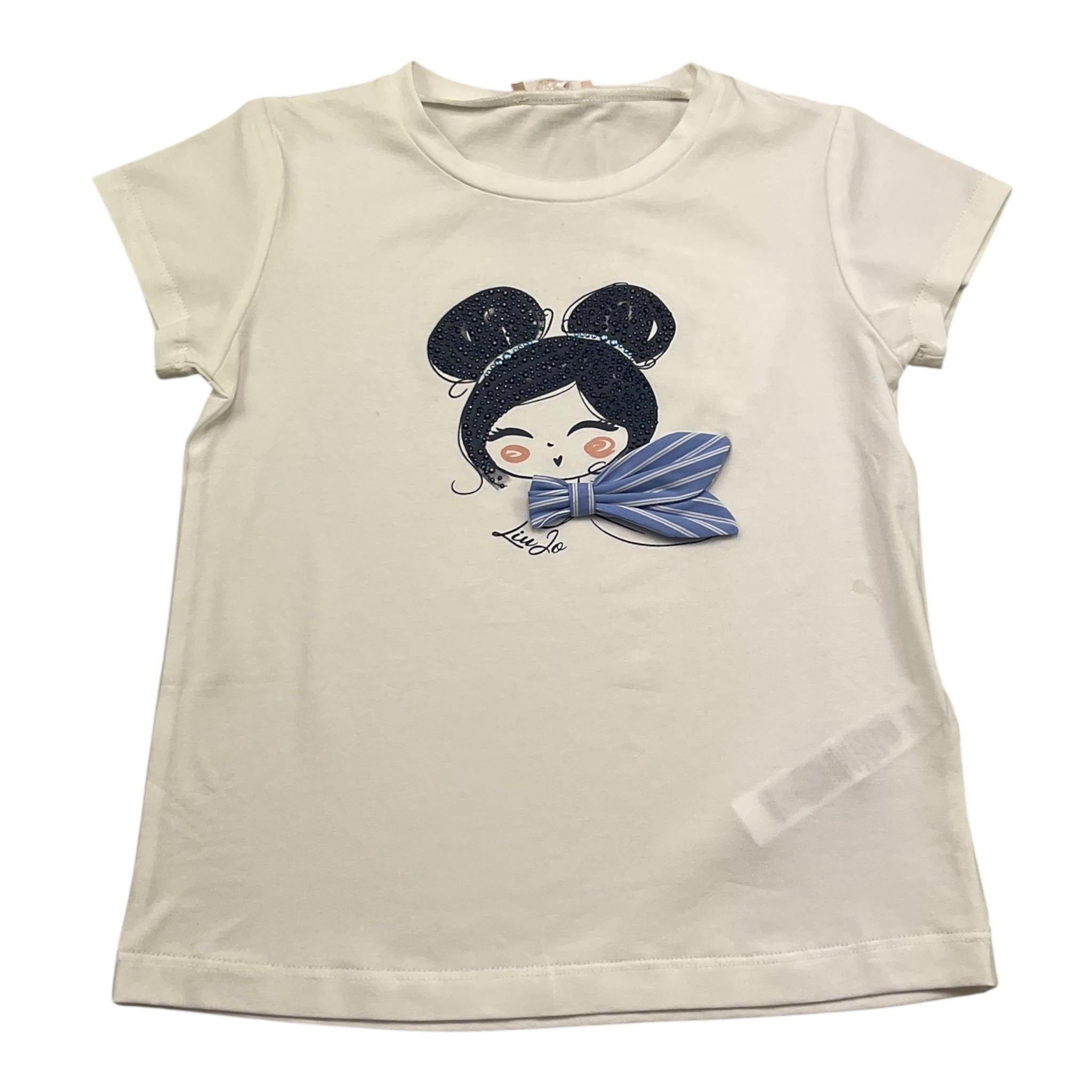 Liu Jo T-Shirt Tinta Unita Girocollo con Stampa per Bambina KA5039X BIANCO LIU JO 