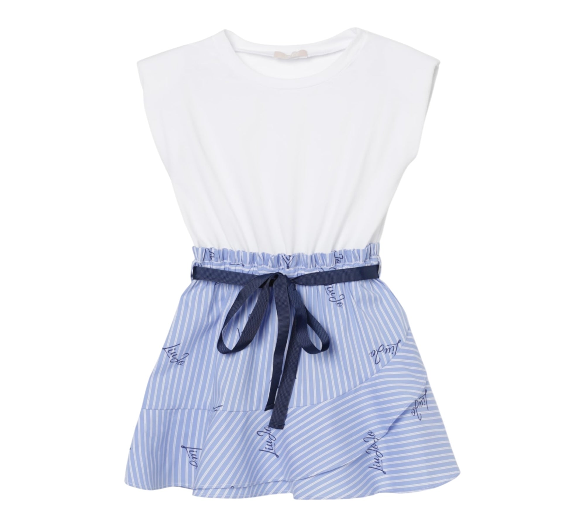 Liu Jo Abito Bicolore con Fantasia A Righe per Bambina KA5049X BIANCO/AZZURRO LIU JO 