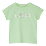 Liu Jo T-Shirt Girocollo Tinta Unita con Brillantini per Neonata KA5081NX VERDE LIU JO 
