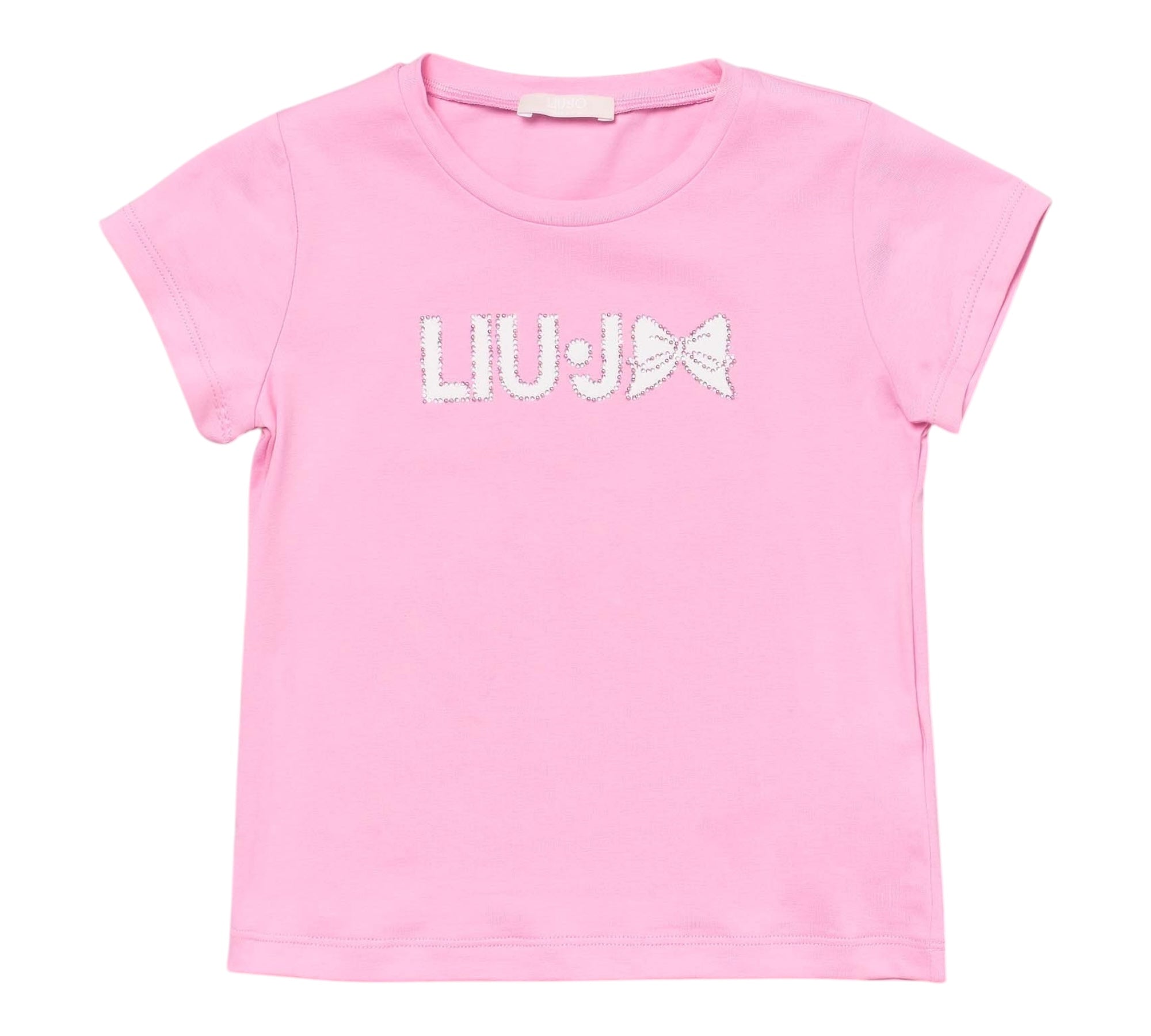 Liu Jo T-Shirt Girocollo Tinta Unita con Brillantini per Bambina KA5081X ROSA LIU JO 