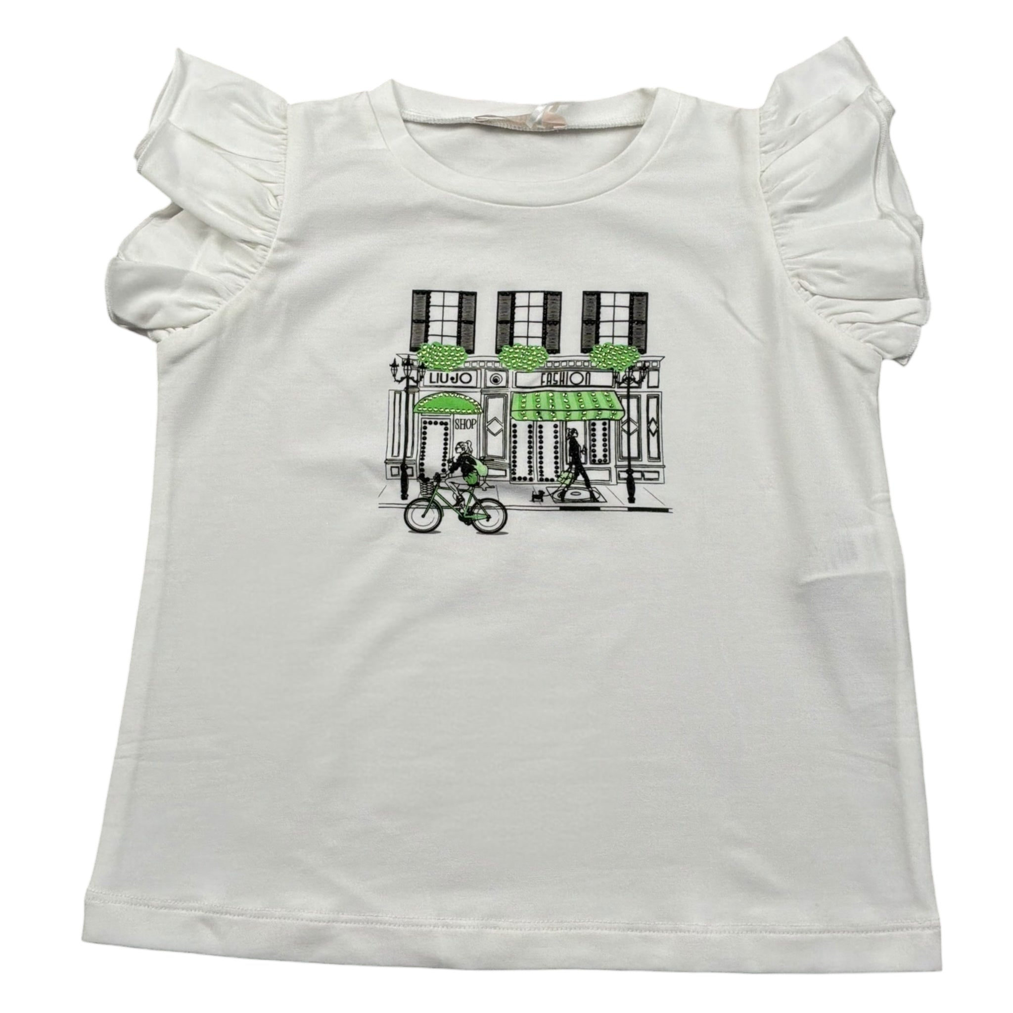 Liu Jo T-Shirt Girocollo Tinta Unita con Stampe per Neonata KA5084NX BIANCO LIU JO 