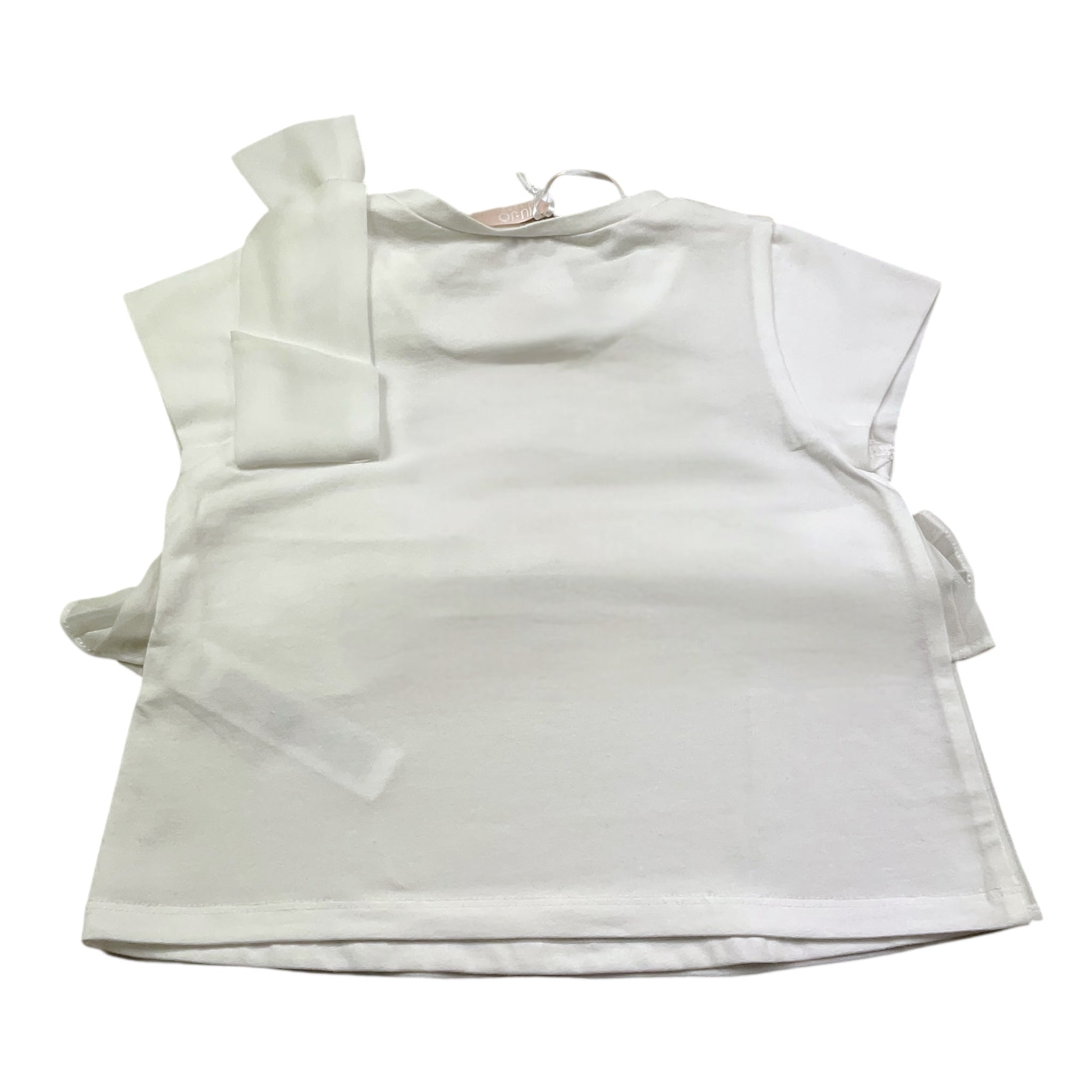 Liu Jo T-Shirt Tinta Unita Girocollo con Tulle per Bambina KA5134J BIANCO LIU JO 