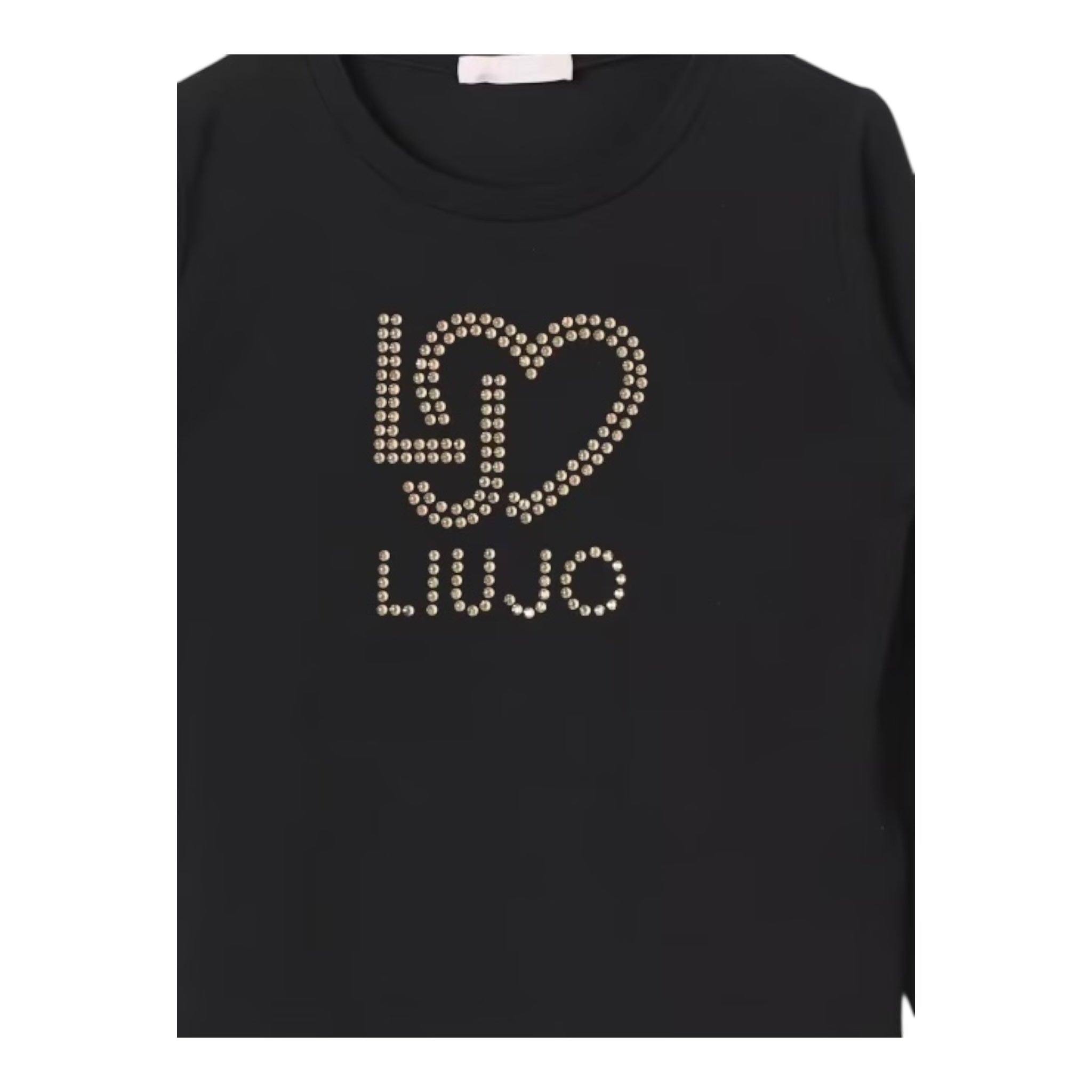 Liu Jo Shirt Tinta Unita Girocollo con Brillantini per Bambina KF4029 NERO LIU JO 