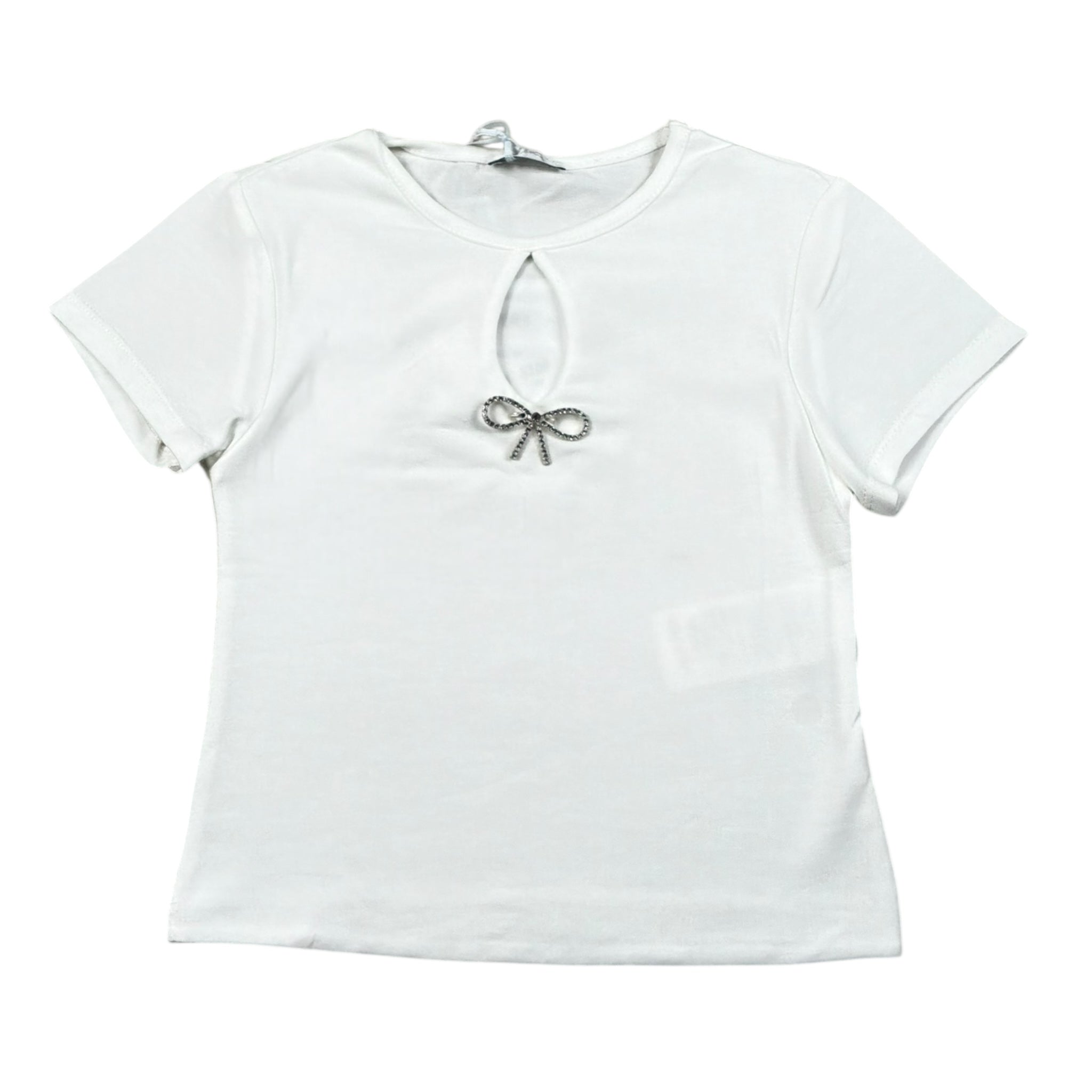 Lu Lu By Miss Grant T-Shirt Girocollo Tinta Unita con Applicazione per Bambina LL3588 BIANCO LU LU BY MISS GRANT 