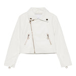 Lu Lu By Miss Grant Giubbino In Ecopelle Tinta Unita con Zip per Bambina LL3590 BIANCO LU LU BY MISS GRANT 