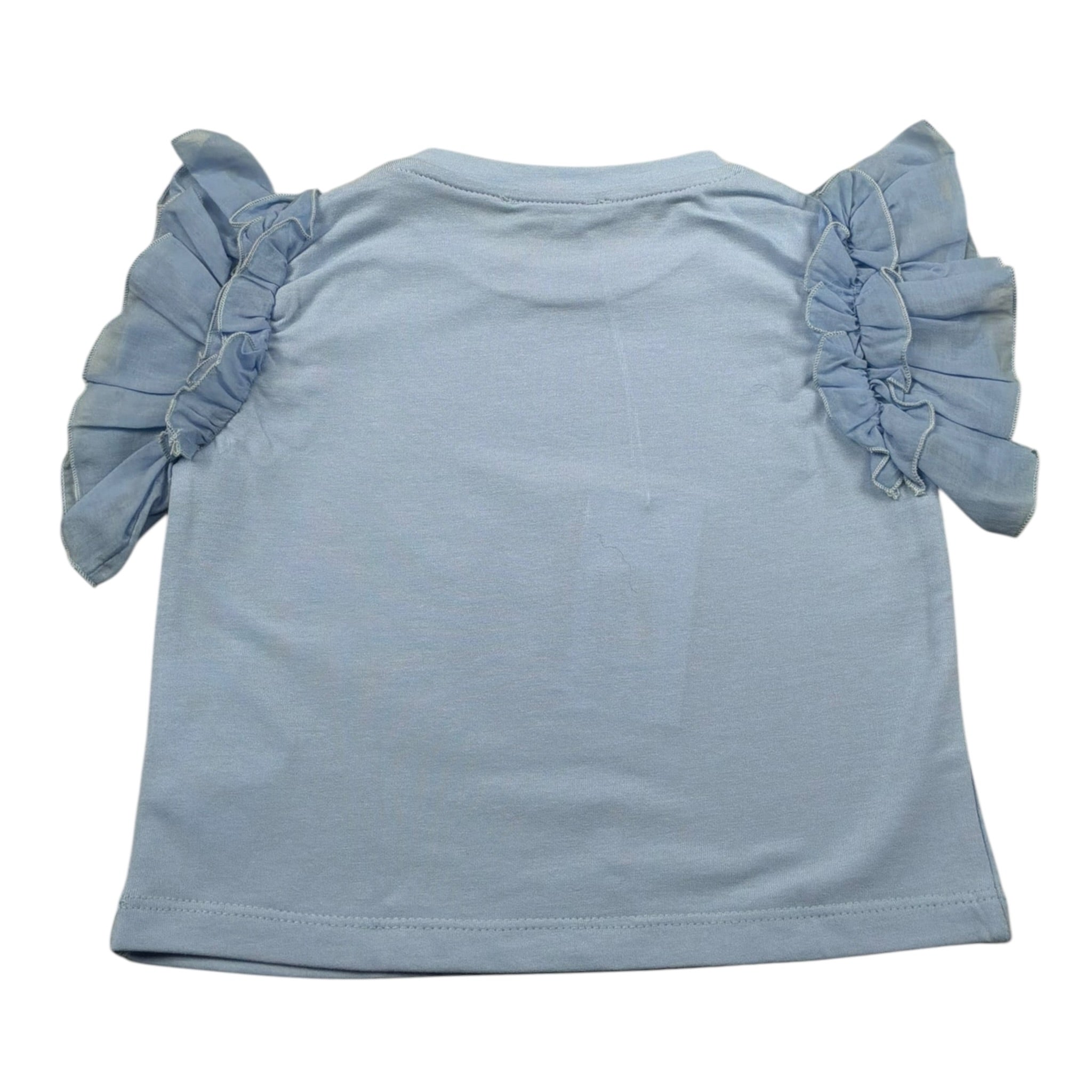 M+E' T-Shirt Girocollo tinta unita con Tulle Azzurro per Bambina UE1373 AZZURRO M+E' 