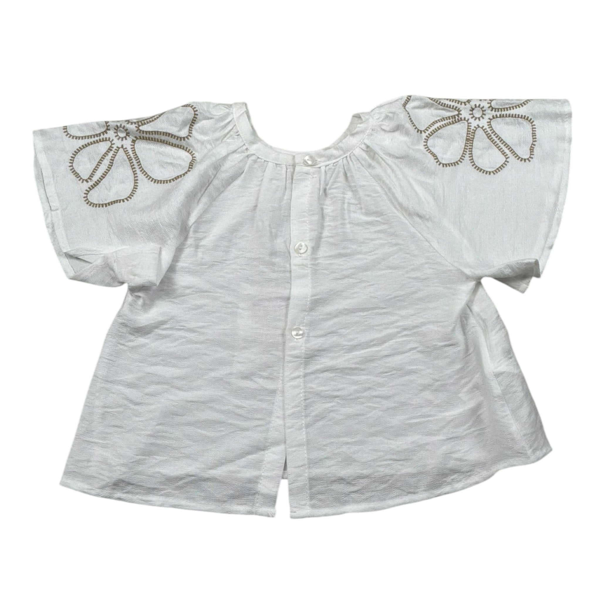 M+E' Camicia Mezza Manica tinta unita Cn Ricami Bianco per Neonata UE1699 BIANCO M+E' 