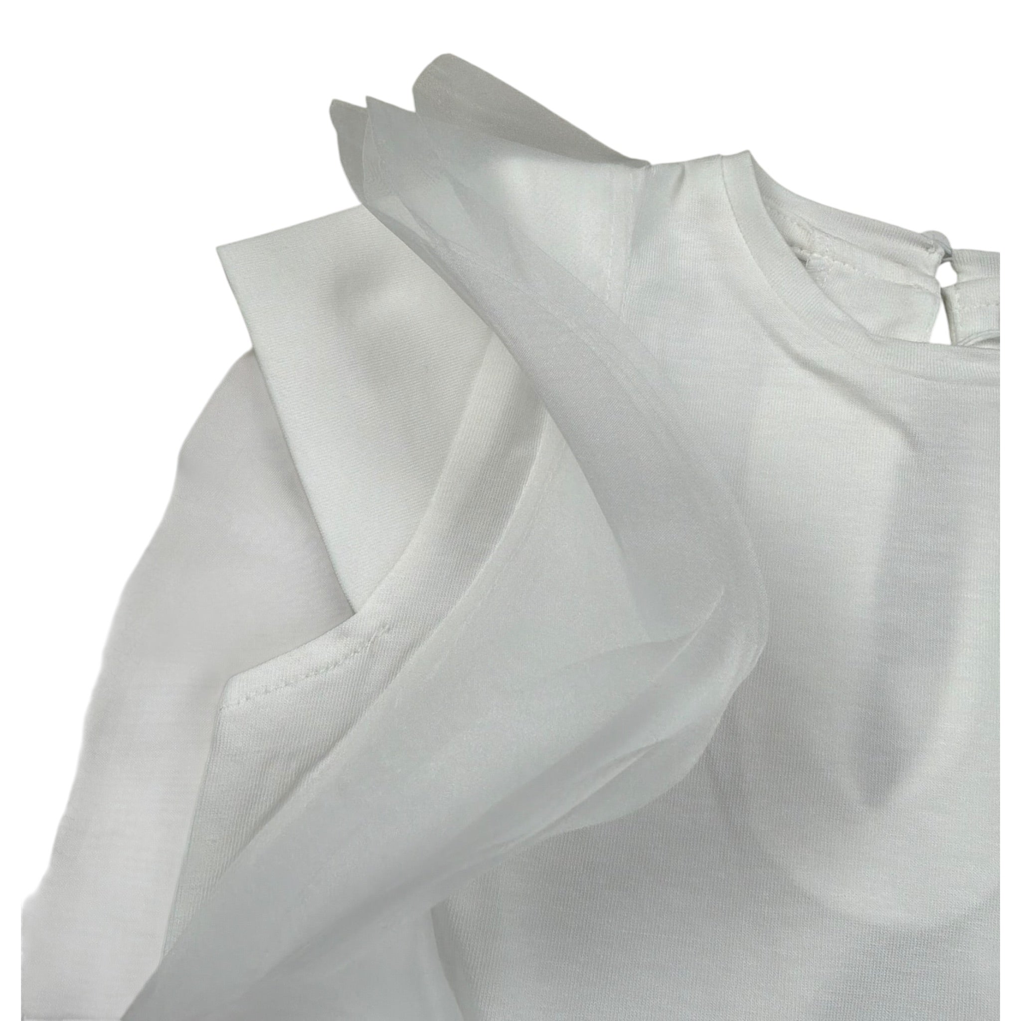 M+E' T-Shirt Girocollo tinta unita con Tulle Bianco per Bambina UE1768X BIANCO M+E' 