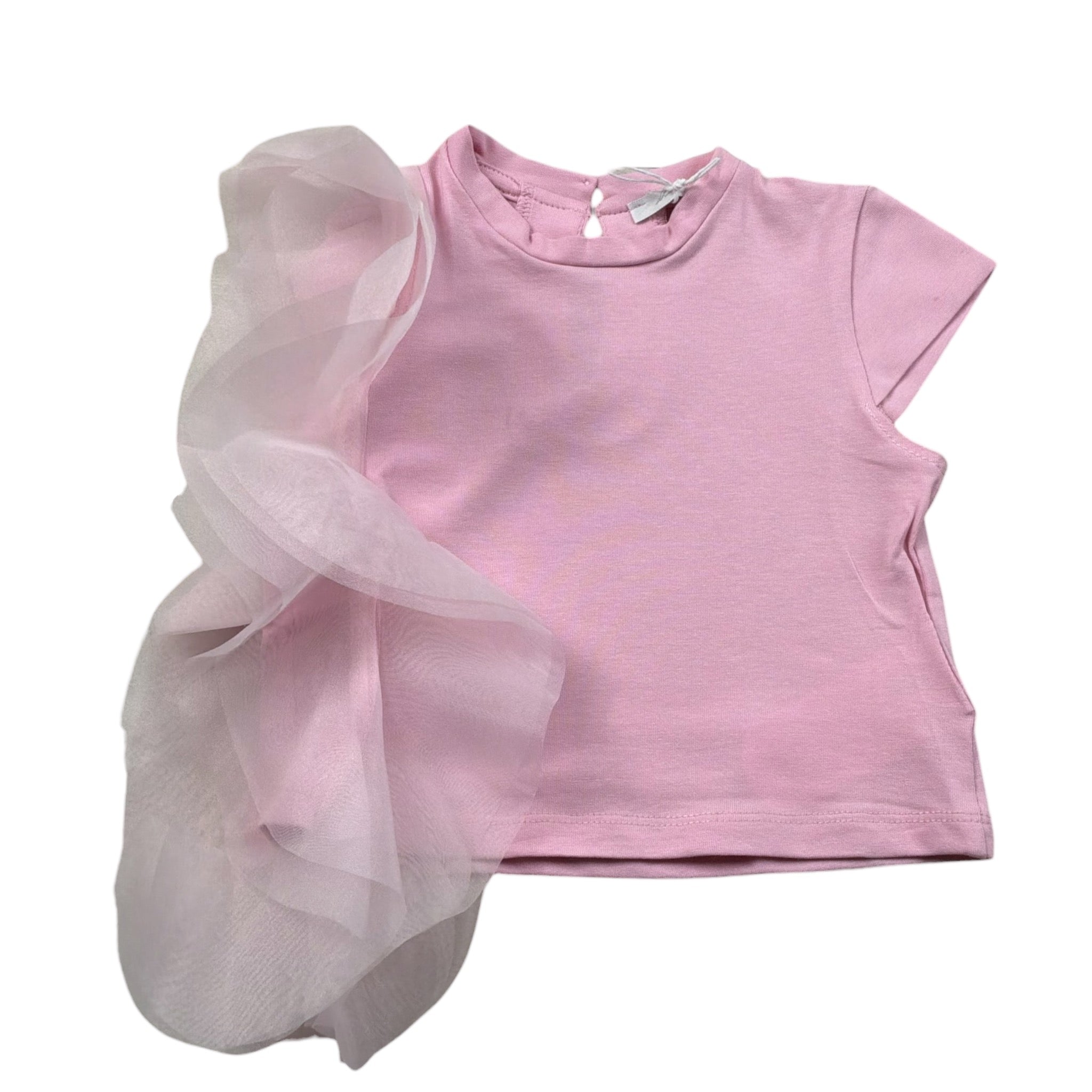 M+E' T-Shirt Girocollo tinta unita con Tulle Rosa per Neonata UE1768XX ROSA M+E' 
