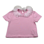 M+E' T-Shirt Girocollo tinta unita con Colletto Tulle Rosa per Neonata UE1772 ROSA M+E' 