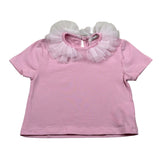 M+E' T-Shirt Girocollo tinta unita con Colletto Tulle Rosa per Neonata UE1772 ROSA M+E' 