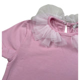M+E' T-Shirt Girocollo tinta unita con Colletto Tulle Rosa per Neonata UE1772 ROSA M+E' 