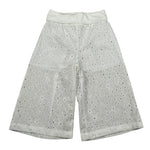 M+E' Pantalone Palazzo tinta unita In Pizzo Sangallo Bianco per Bambina UE1801 BIANCO M+E' 